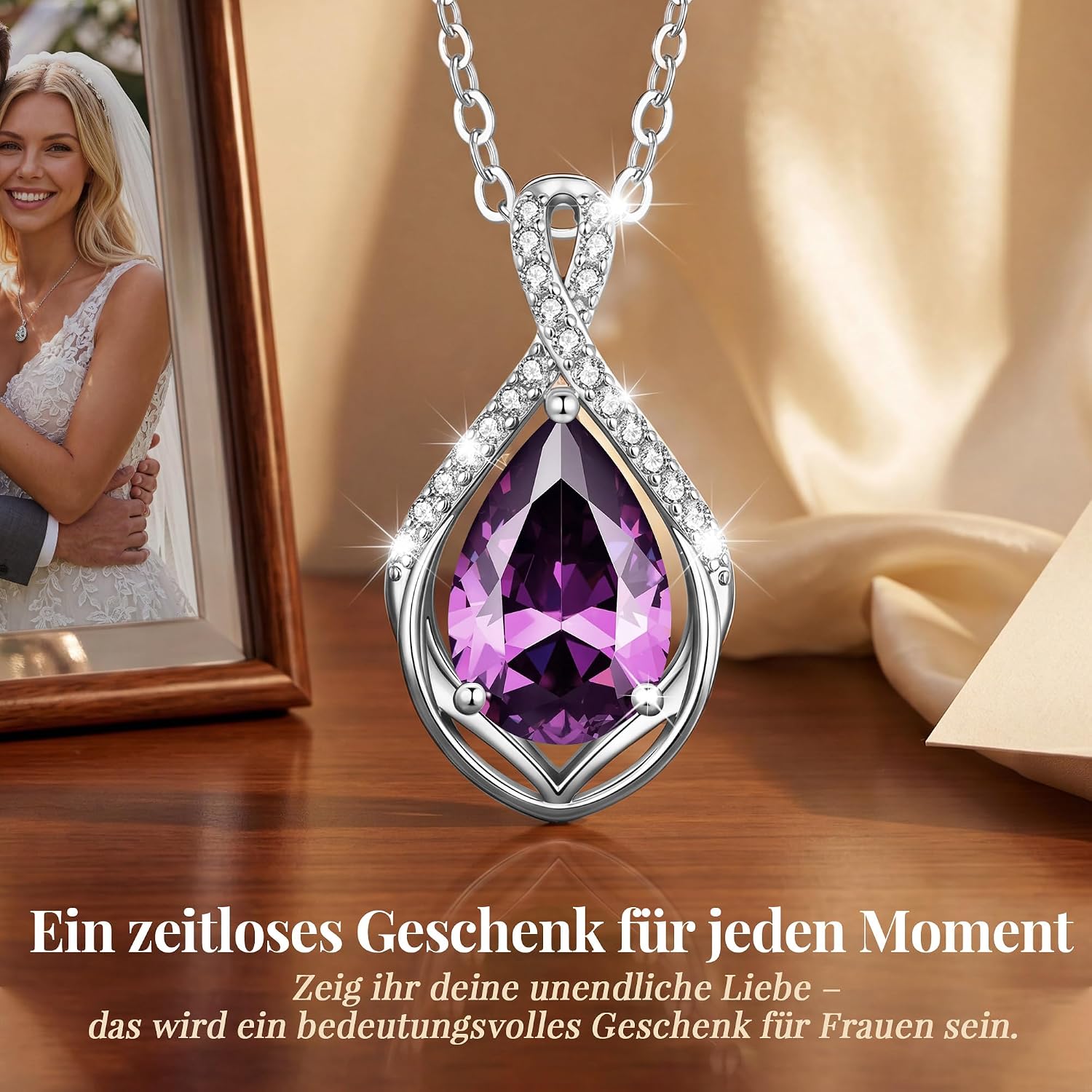 Detalle de CDE Damen Tropfen Anhänger Halskette – Tränenperlen-Lichtdesign mit Zirkonia