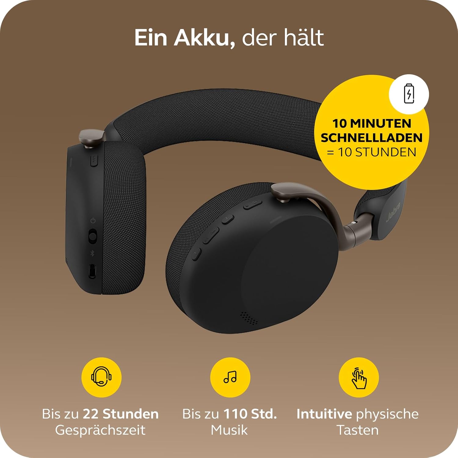 Thumbnail 4 de Jabra Evolve3 75 (MS) mit Link390c – Black: Headset für klare Sprache & adaptive Noise-Cancelling