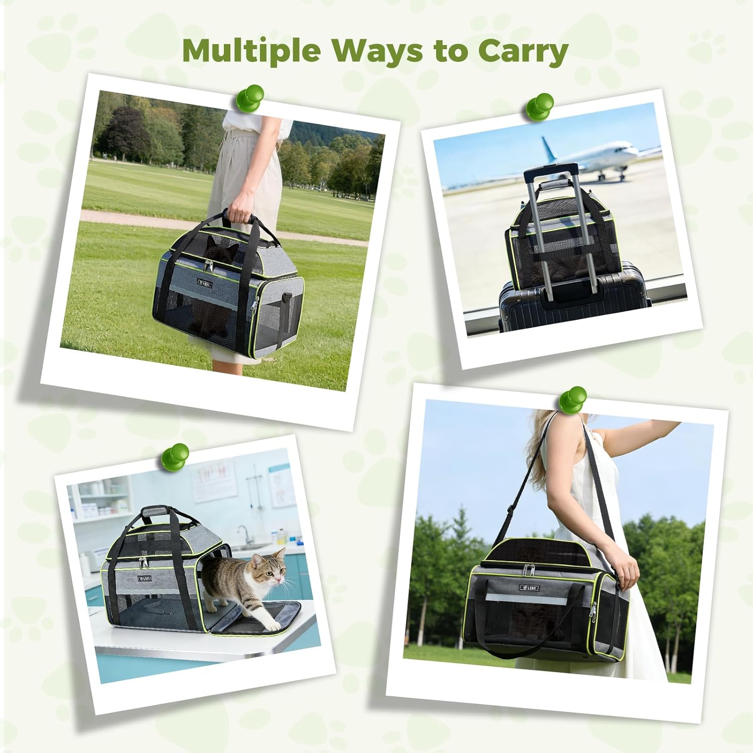 Detalle 2 de Lekespring Katzentransportboxtasche für Hund & Katze (nach oben ausbaubar), L, Grau