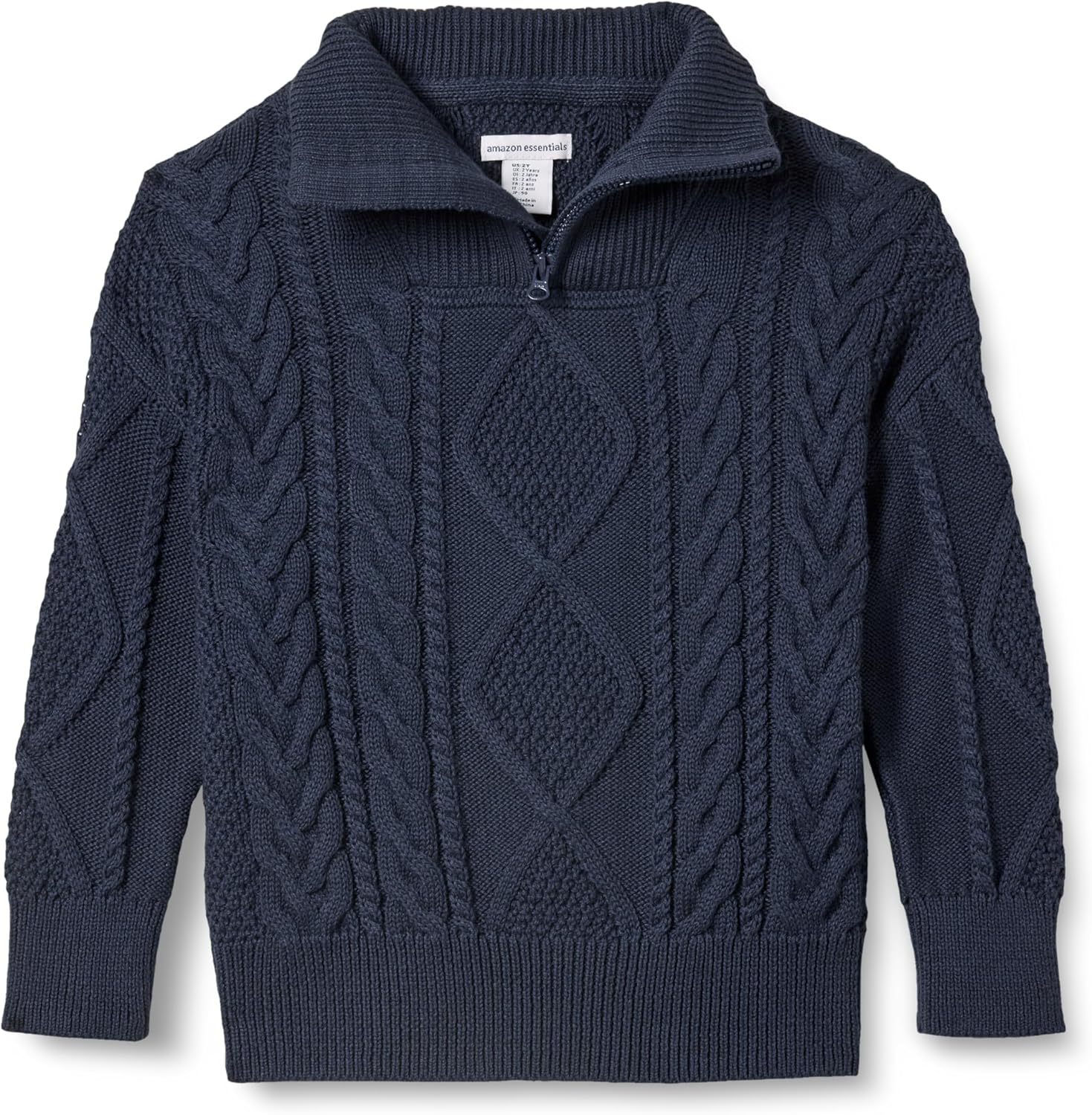 Thumbnail 6 de Amazon Essentials Jungen Zopfstrickpullover mit Viertel-Reißverschluss und lockerer Passform
