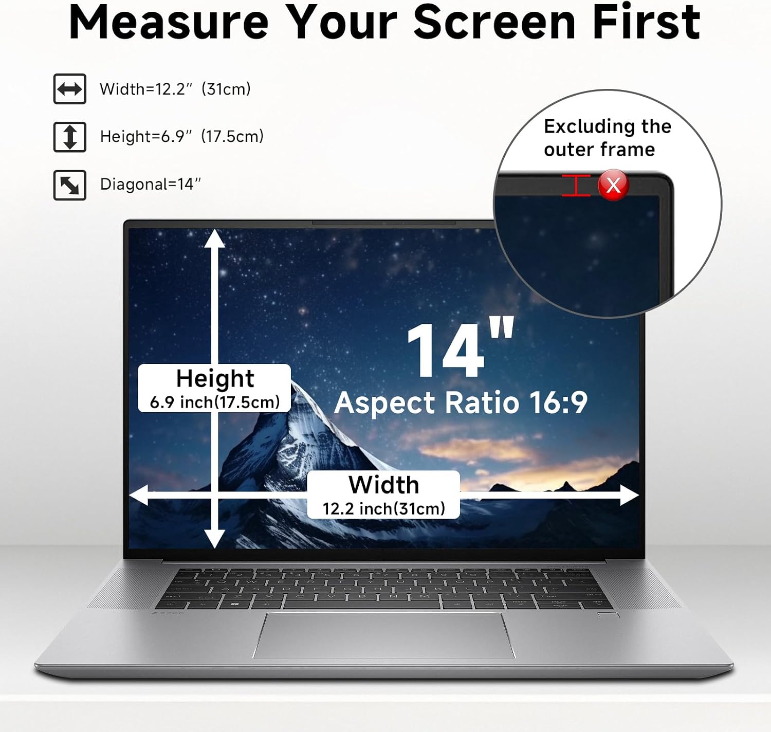 Thumbnail 1 de STARY 14-inch Magnetic Laptop Privacy Screen (16:9) with Anti-Spy & Blue Light Glare Reduction