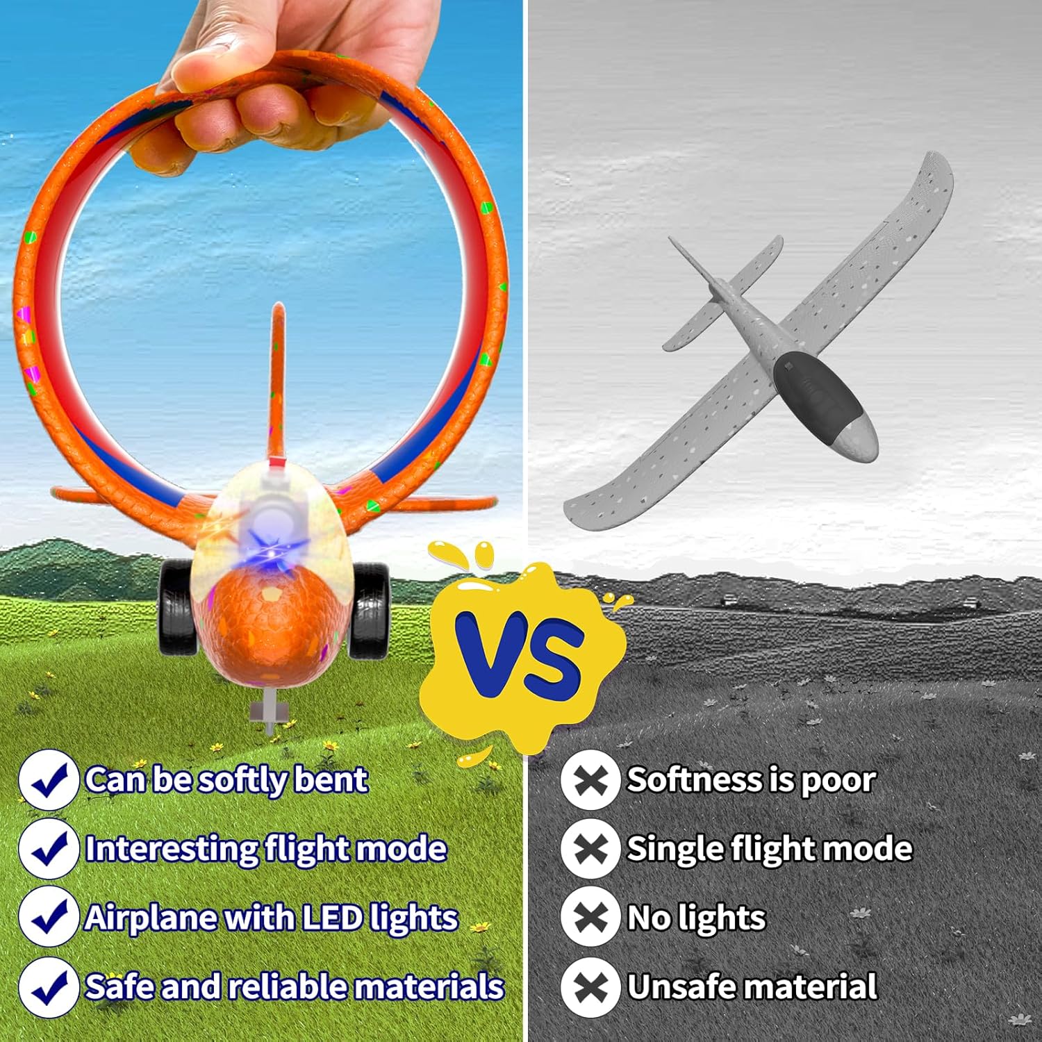 Thumbnail 1 de Doloowee 4 IN 1 Airplane Launcher Toys – LED Foam Glider with 2 Flight Modes for Outdoor Fun