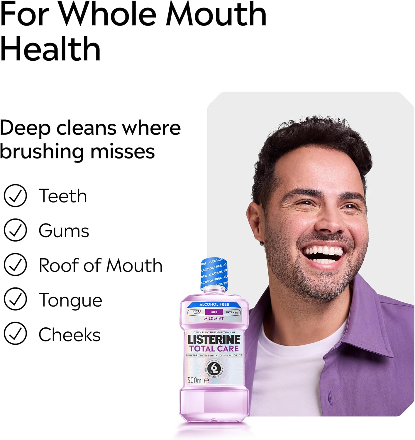 Thumbnail 6 de Listerine Total Care Milder Taste (Zero Alcohol) Antibacterial Mouthwash – 750ml, Pack of 4