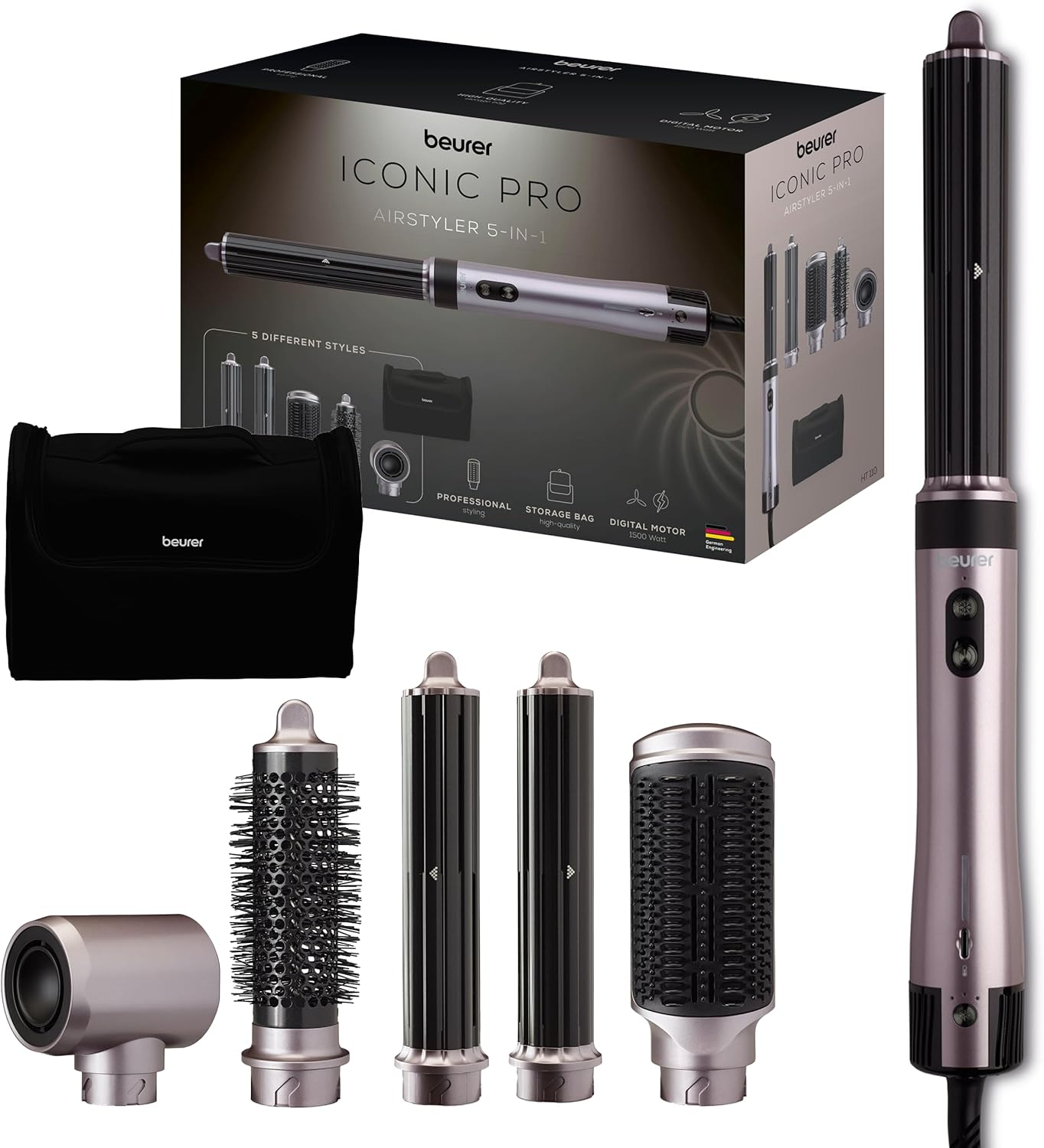 Beurer HT 110 Airstyler 5-en-1 : styler capillaire multifonction pour boucles, lissage et volume