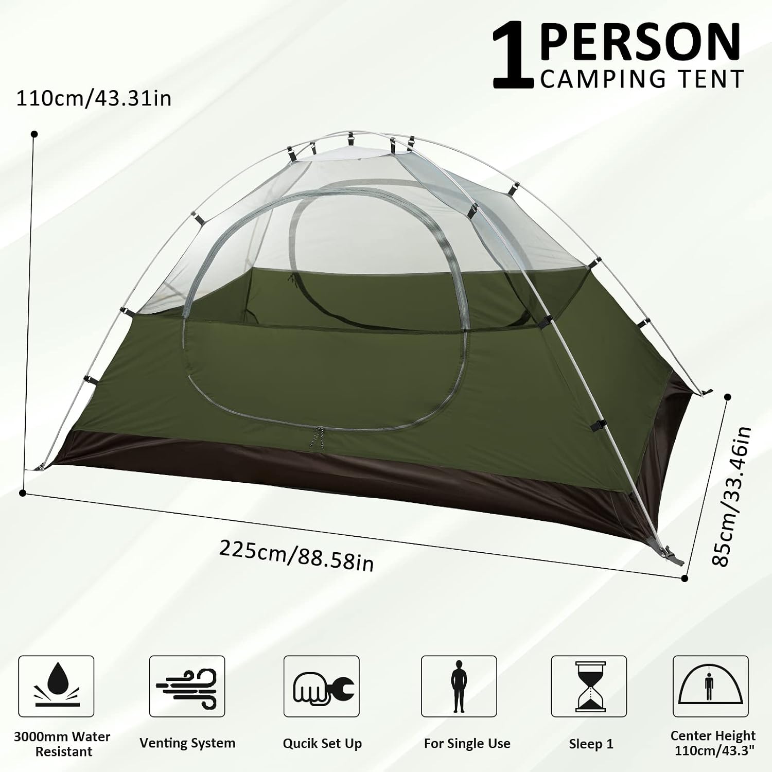 Thumbnail 1 de Bessport Ultralight Kuppelzelt 1–3 Personen (kleines Packmaß, 3–4 Saisons, wasserdicht & winddicht)