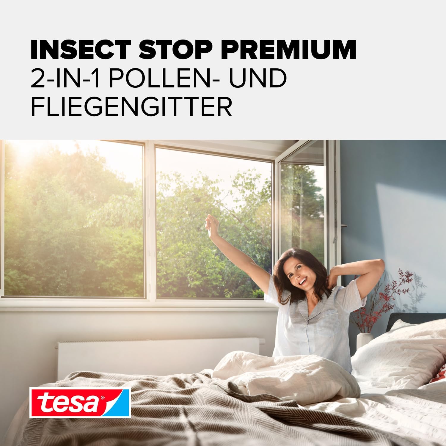 Thumbnail 2 de tesa INSECT STOP 2-in-1 Pollen- und Fliegengitter Premium (zuschneidbar) – Anthrazit, 120 x 240 cm