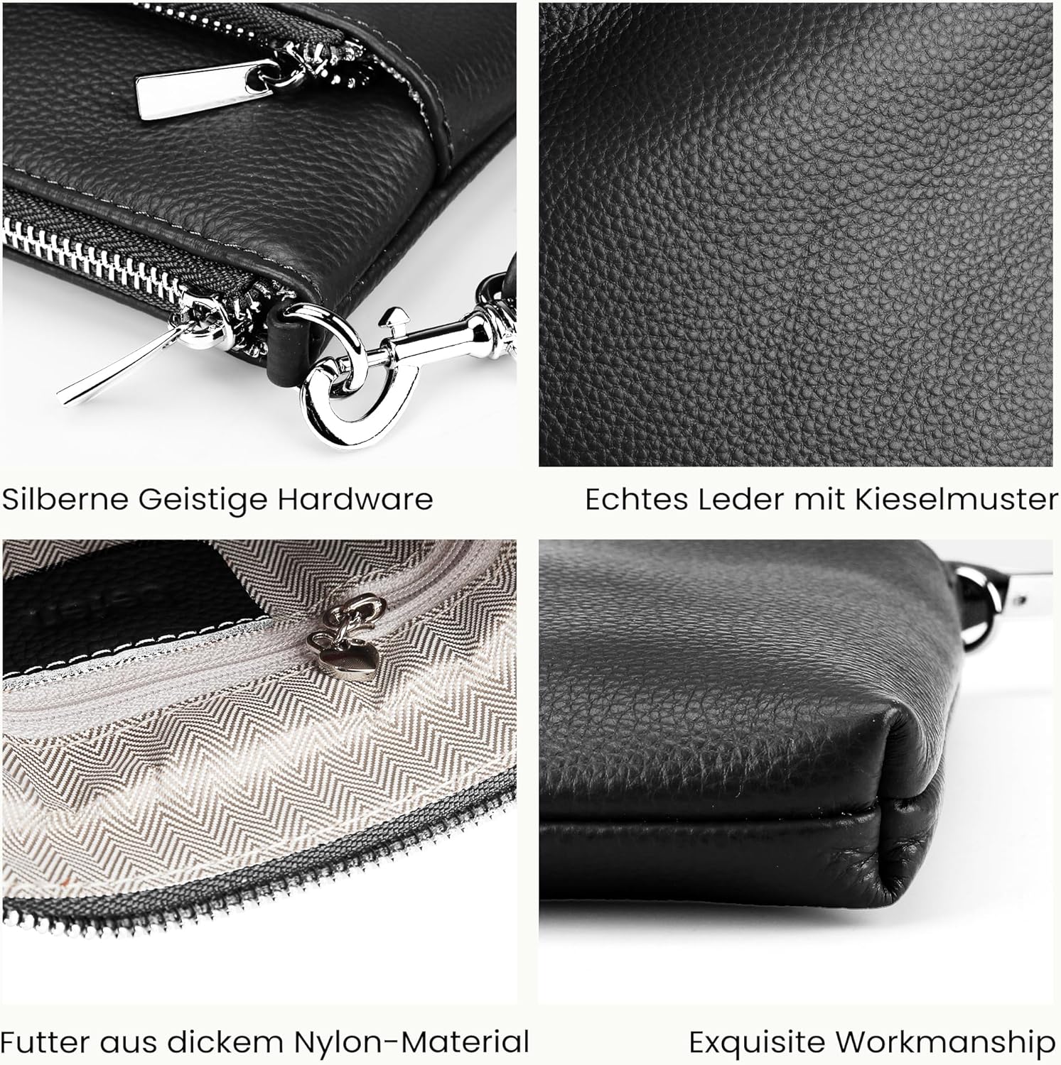 Thumbnail 4 de befen Echtleder Umhängetasche Damen (mittelgroß) mit Handyfach – Crossbody-Bag mit verstellbarem Schultergurt
