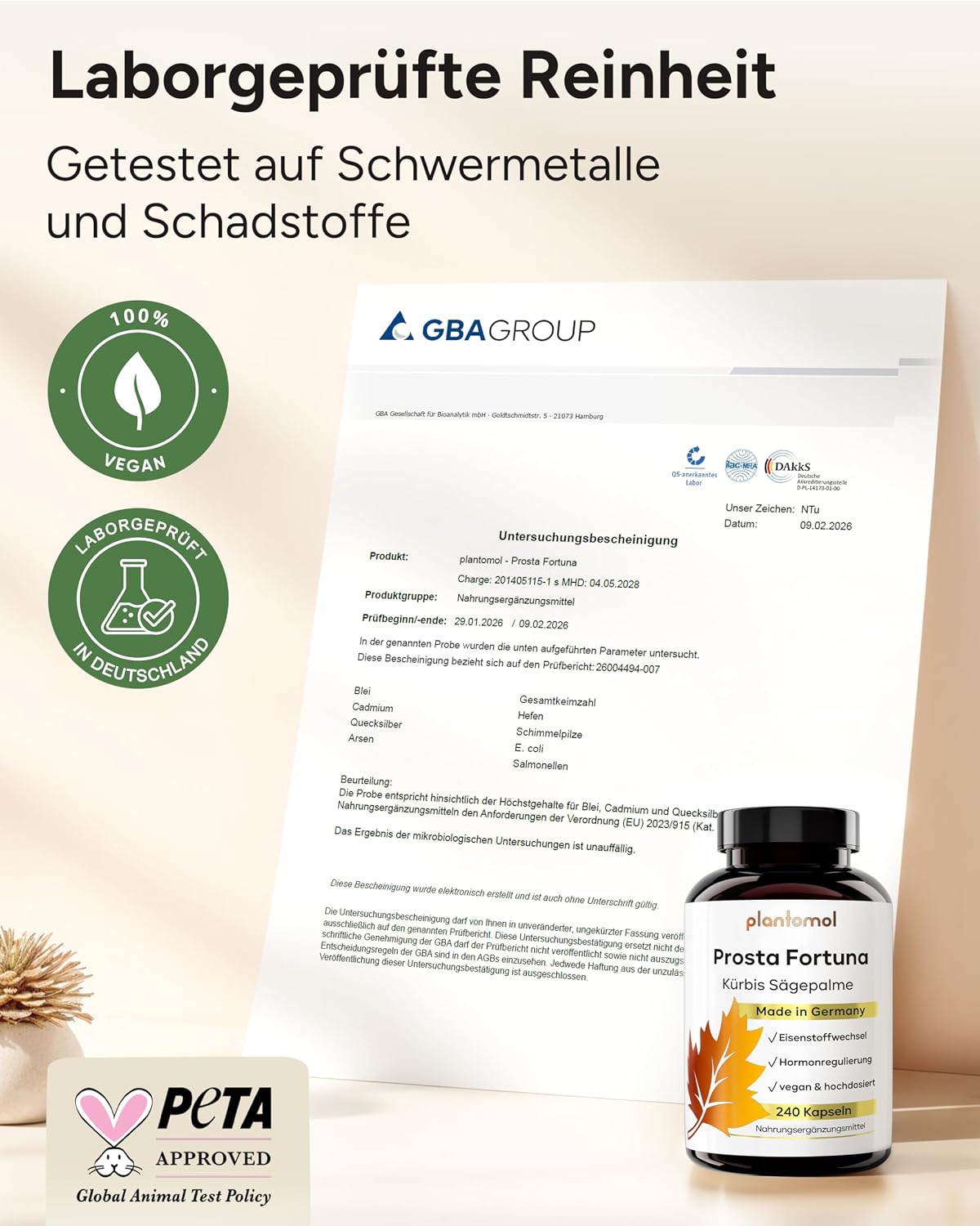 Detalle 2 de 9-fach Komplex Prosta Fortuna Kapseln Hochdosiert – Kürbiskern-Extrakt, Sägepalmen-Extrakt & Beta Sitosterol, 4 Monate