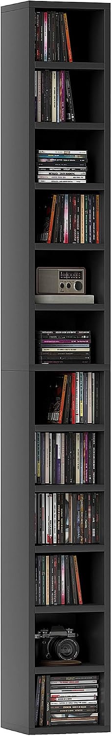 Detalle de HOMCOM 833-135V80BK CD Storage Tower, 12 Tiers, 204-CD Capacity, Black