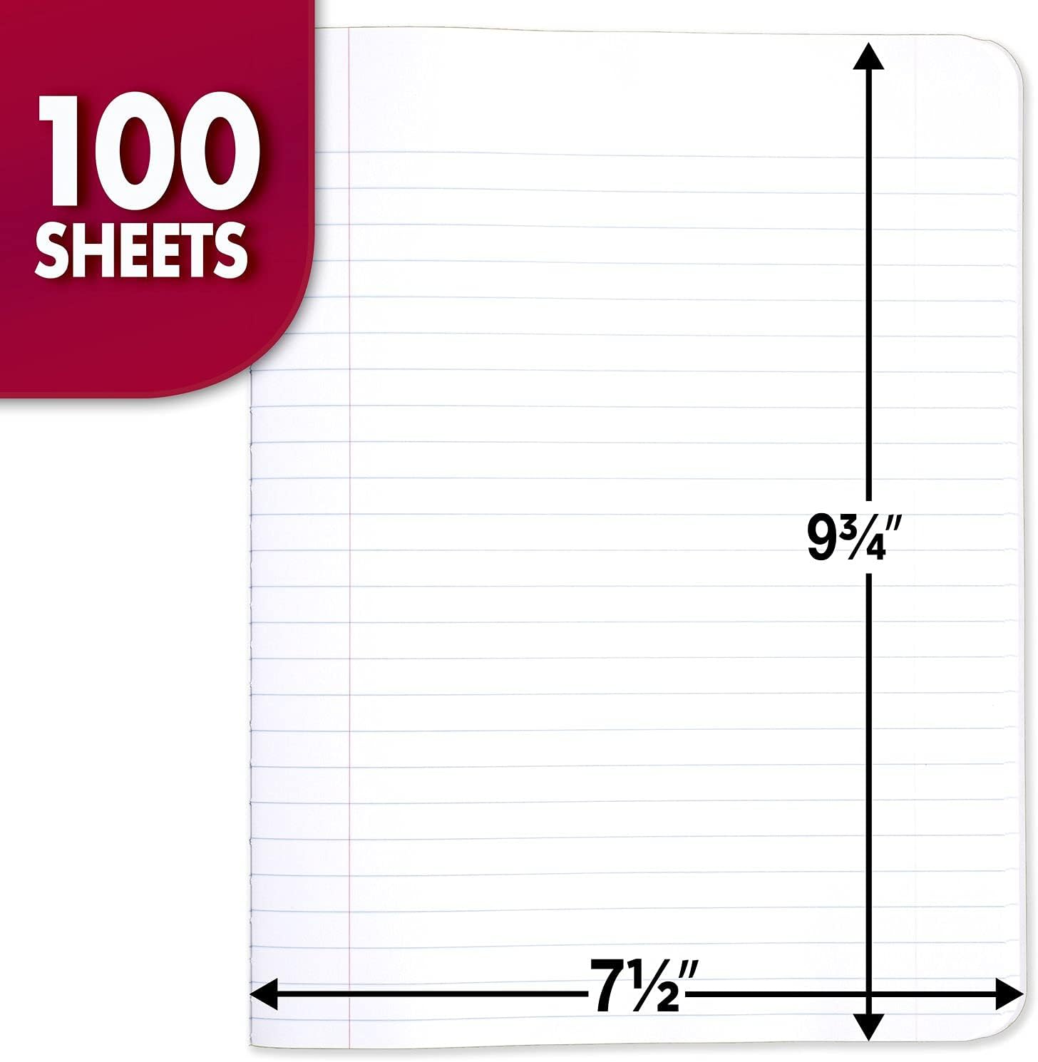 Detalle de Mead Composition Notebook, Wide Ruled, 7.5 x 9.75, Black Marble, 3 Pack (38301)