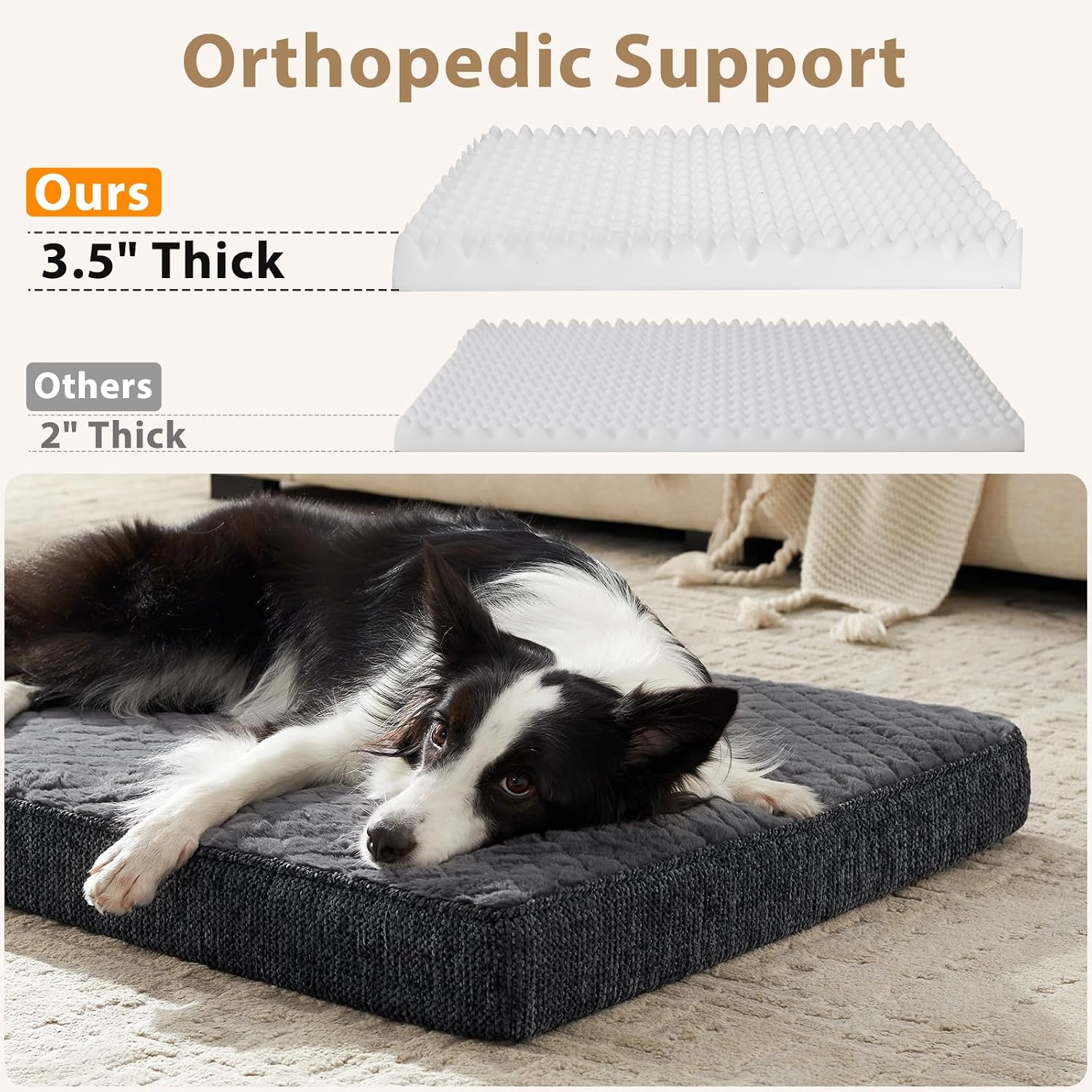 Detalle 2 de JOEJOY Orthopedic Dog Bed 74x46x7.5CM