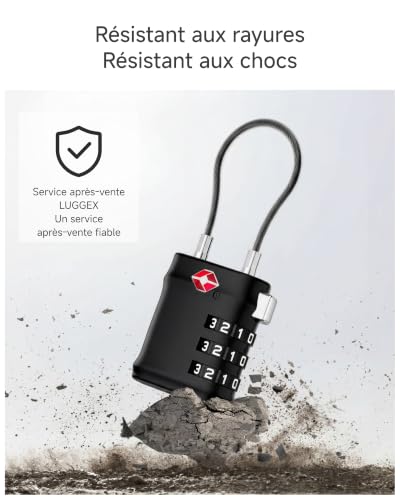 Detalle de LUGGEX Cadenas Valise TSA Approuvé – Cadenas avion à 3 chiffres, lot de 4