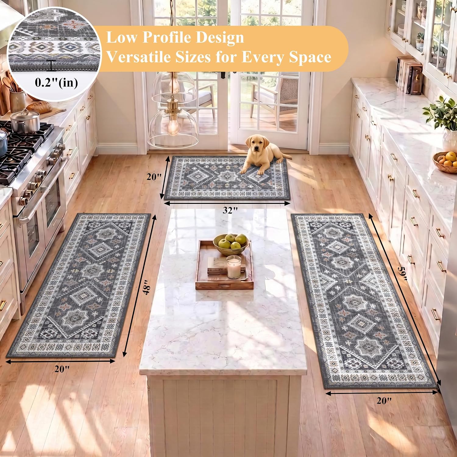 Detalle 2 de HEBE Boho Kitchen Rug Set 3-Piece ⚙