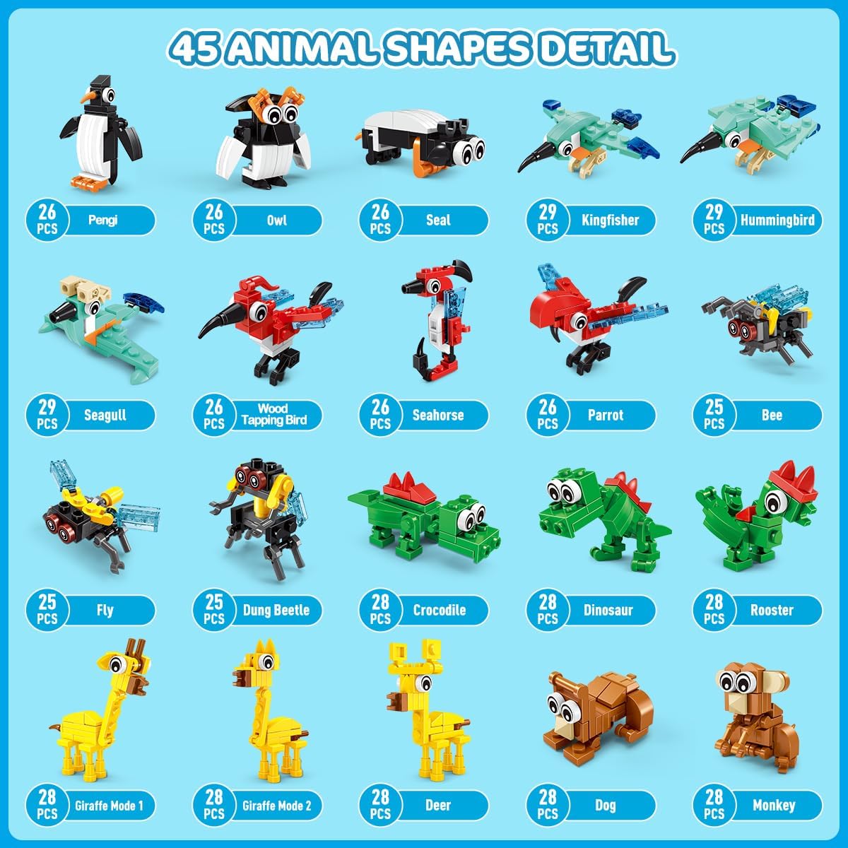 Thumbnail 5 de INSOON 810‑piece Animal Building Blocks Party Pack