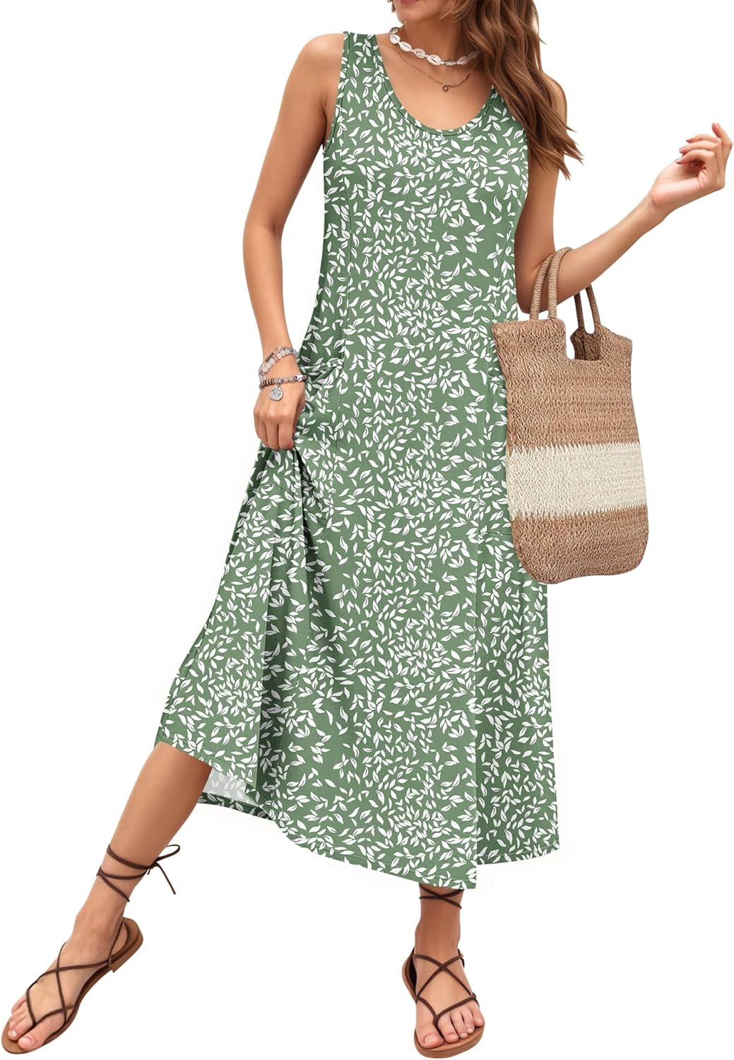 Thumbnail 6 de Robe longue femme été sans manches A-coupe décontractée avec poche – AUSELILY