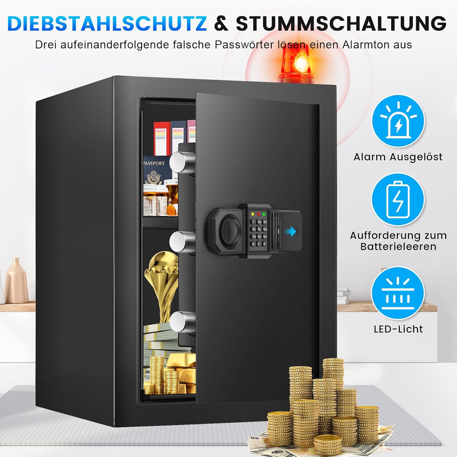 Detalle 2 de 50L Safe Tresor feuerfest mit Zahlenschloss 🔐