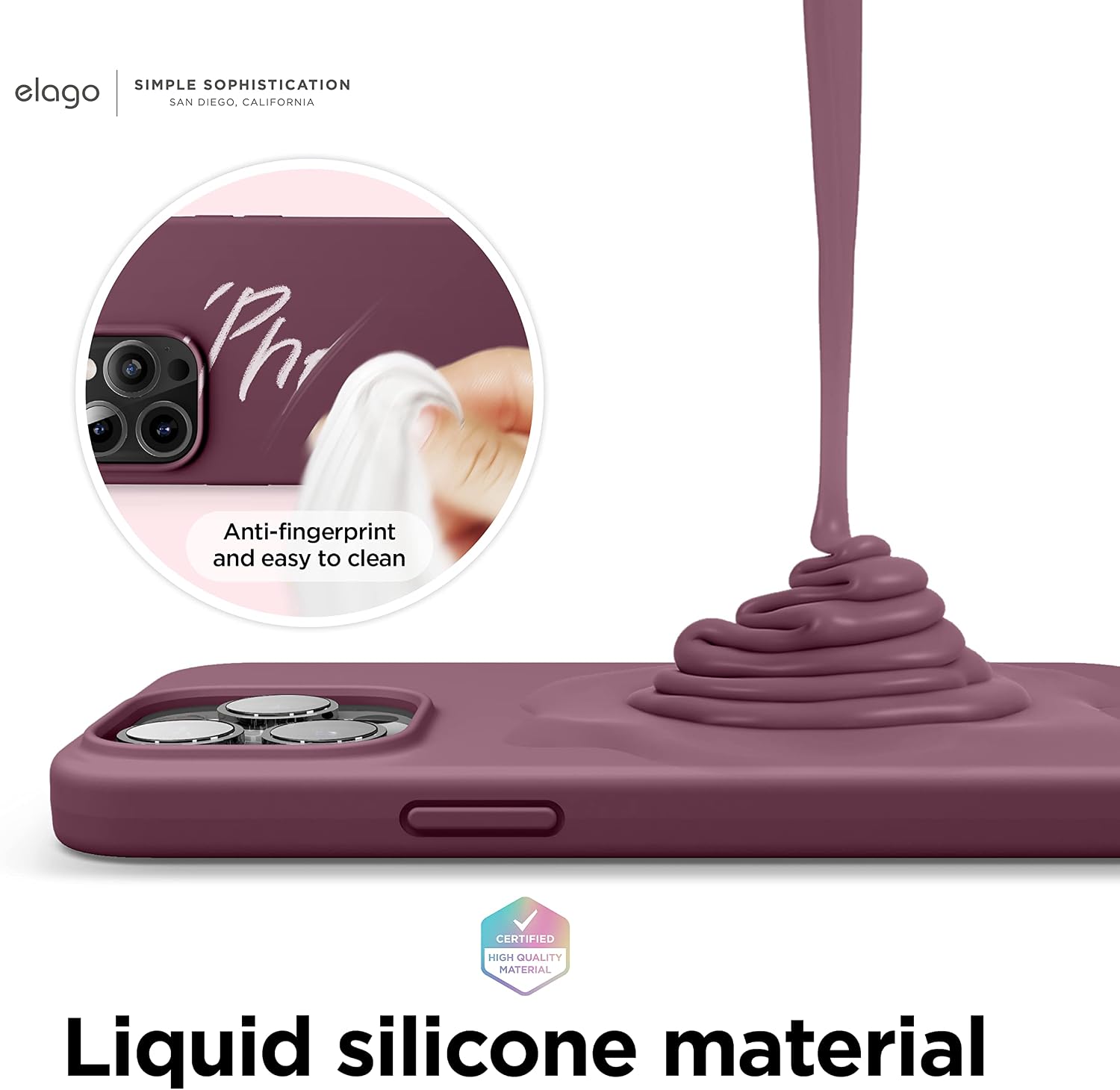 Thumbnail 3 de elago Coque Silicone Liquide Premium pour iPhone 13 Pro (6,1") – Étui anti-choc en silicone bordeaux