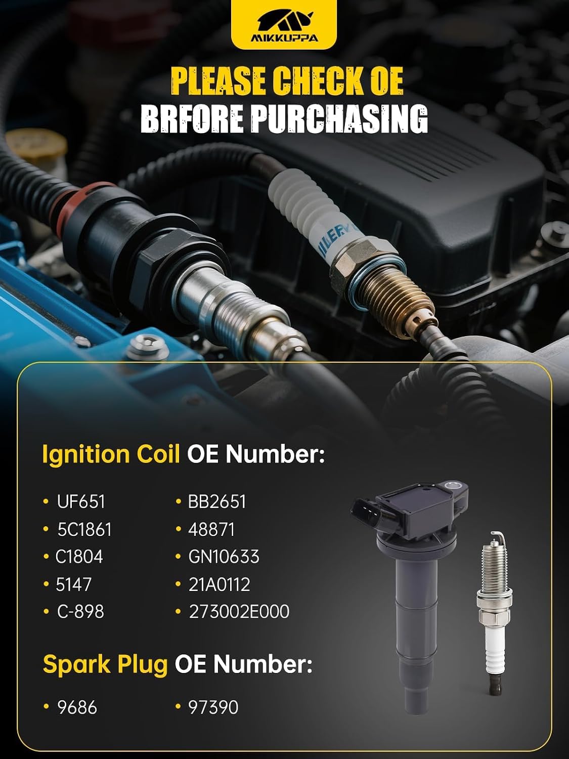 Detalle de MIKKUPPA Ignition Coil and Spark Plug Set UF651