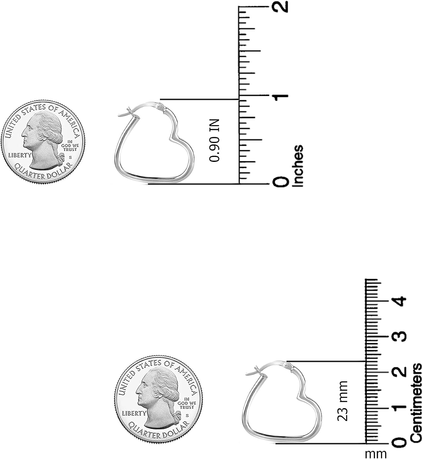 Detalle 2 de LeCalla 925 Sterling Silber Herz Creolen 23×28 mm