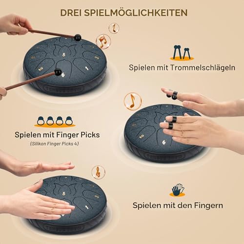Detalle 2 de CAHAYA Zungentrommel 6 Zoll, 11 Töne – Dunkelblau (Anfänger)