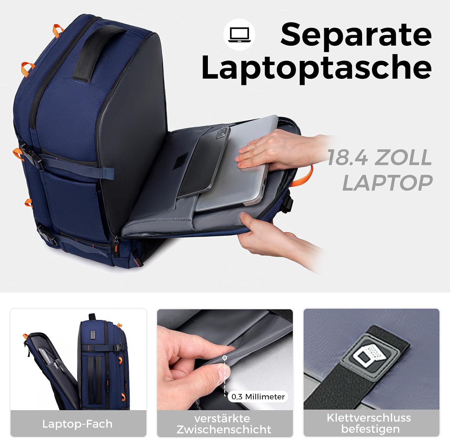 Thumbnail 5 de Fenree.geer Reiserucksack: Erweiterbarer Handgepäck-Rucksack mit Laptopfach bis 18,4 Zoll