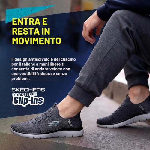 Detalle de Skechers Uomo Summits Key Pace Slip-In ALLENATRICE – Charcoal Mesh/Black Trim, 43 EU