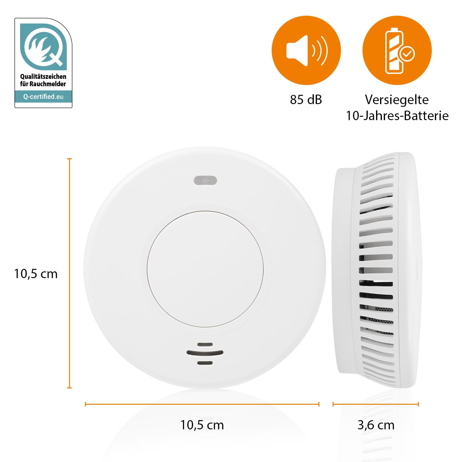 Detalle de Smartwares Rauchmelder Q-Label – FSM-12001, 10 Jahre versiegelte Batterie, optischer Sensor