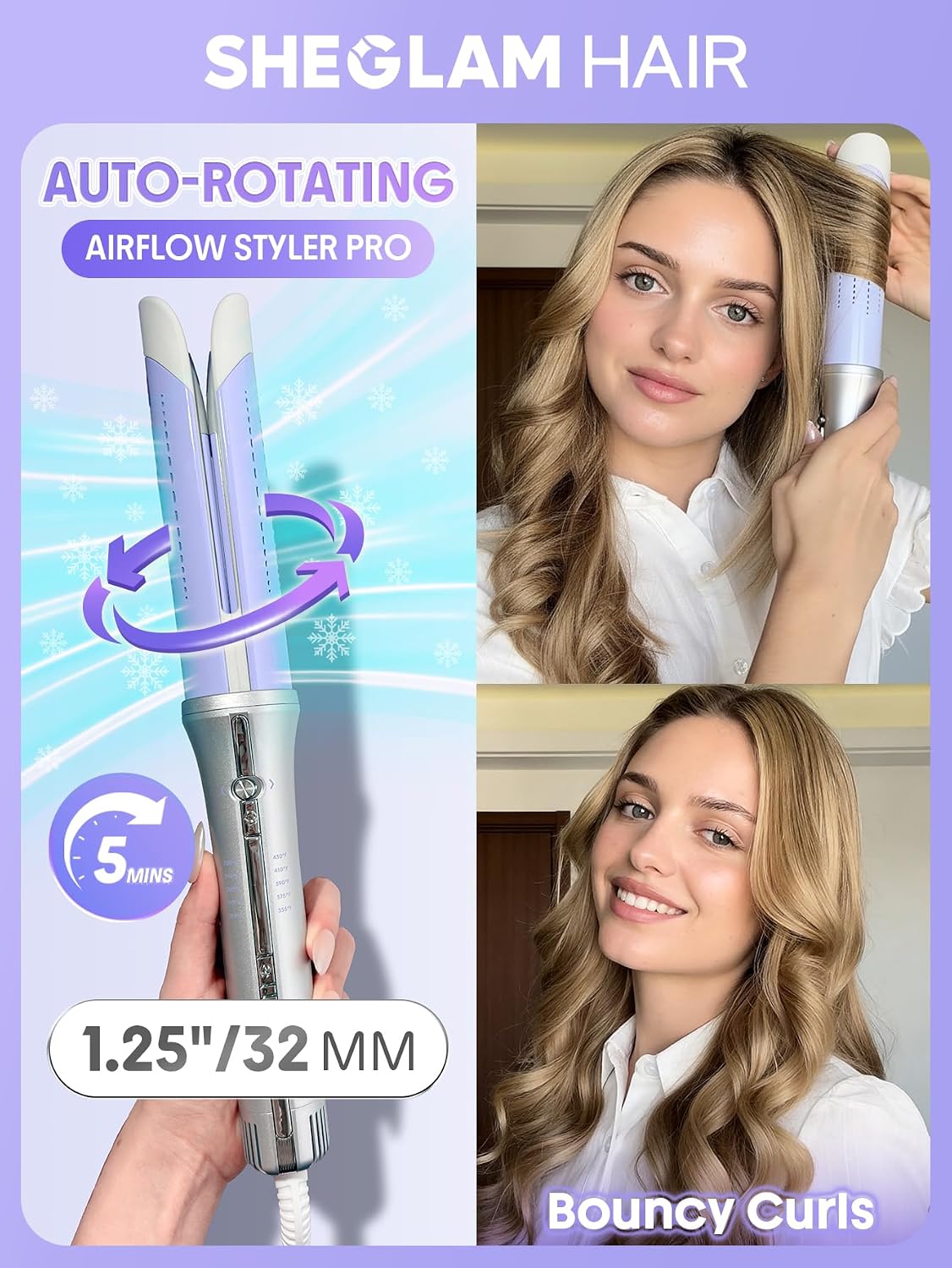 Detalle de SHEGLAM 32mm One Touch Automatic Curling Iron with Cool Air (long-lasting waves)