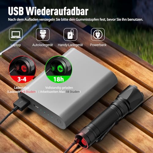 Detalle 2 de GEARLITE Lampe Torche Rechargeable 2 Pièces: Puissance et Précision au Poing