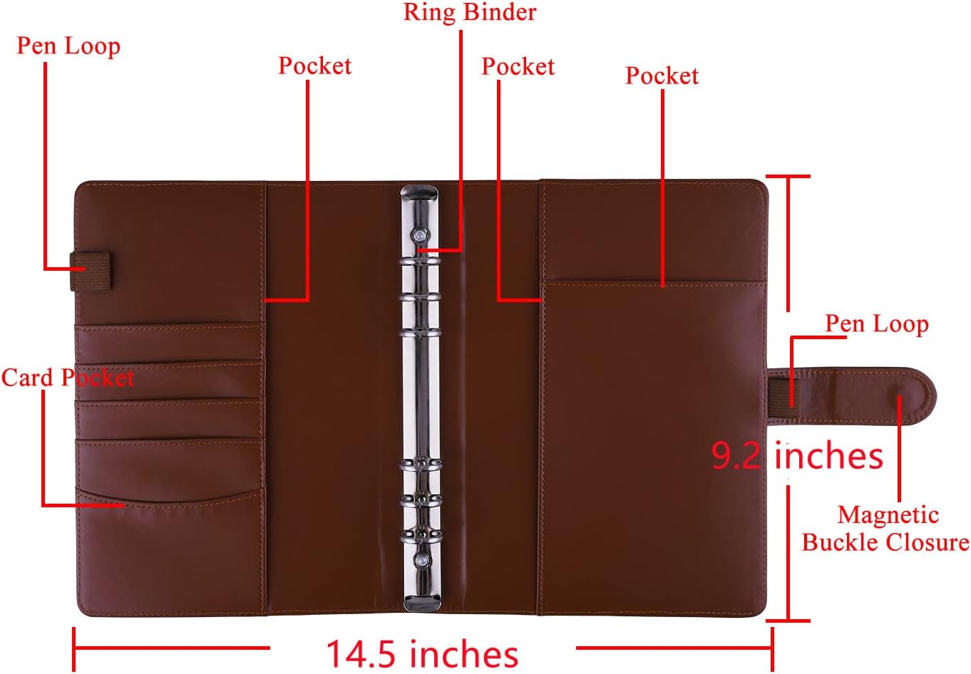 Detalle 2 de Antner ANTNER-RINGBINDER-A5BR A5 6-Ring Binder in Brown PU Leather