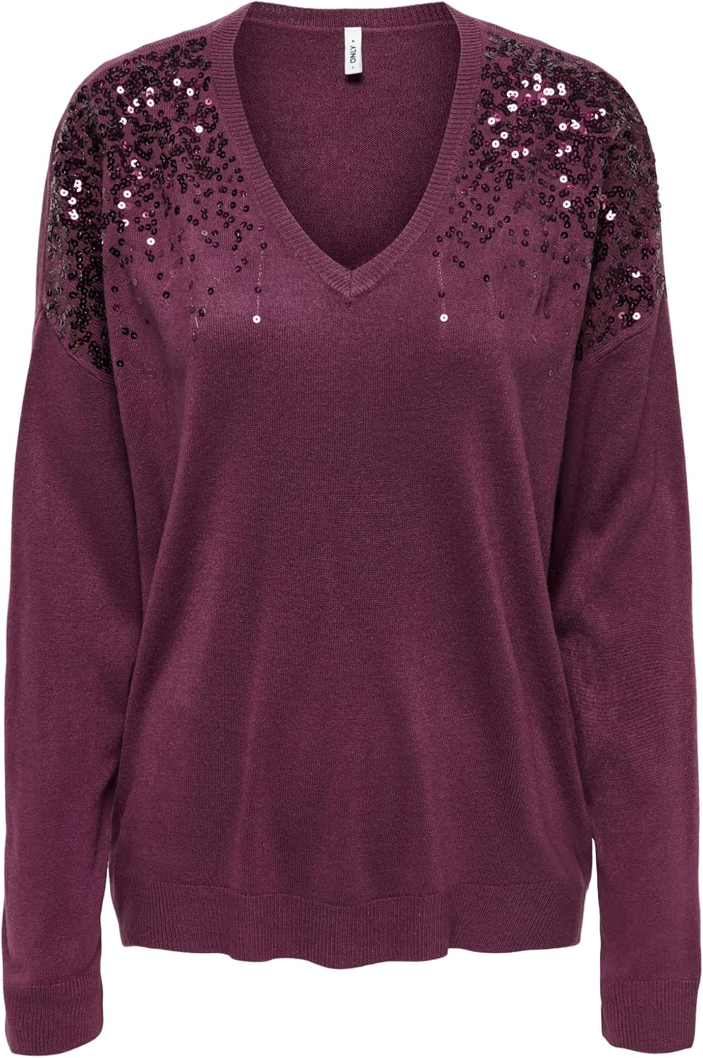 Detalle de ONLY Onlstarry LS Sequin Boxy V-Neck Knit Donna