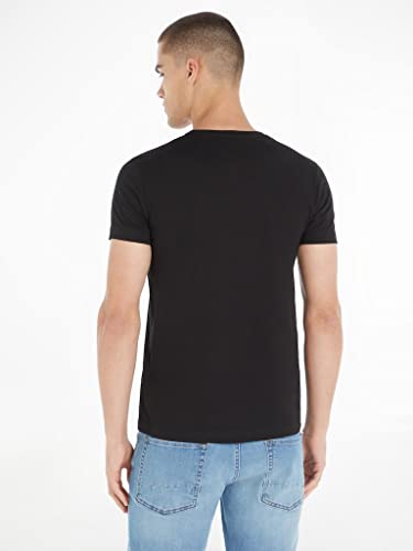 Detalle de Tommy Hilfiger Core Stretch Slim Fit Herren-T-Shirt, Schwarz, Baumwollstretch, Größe M
