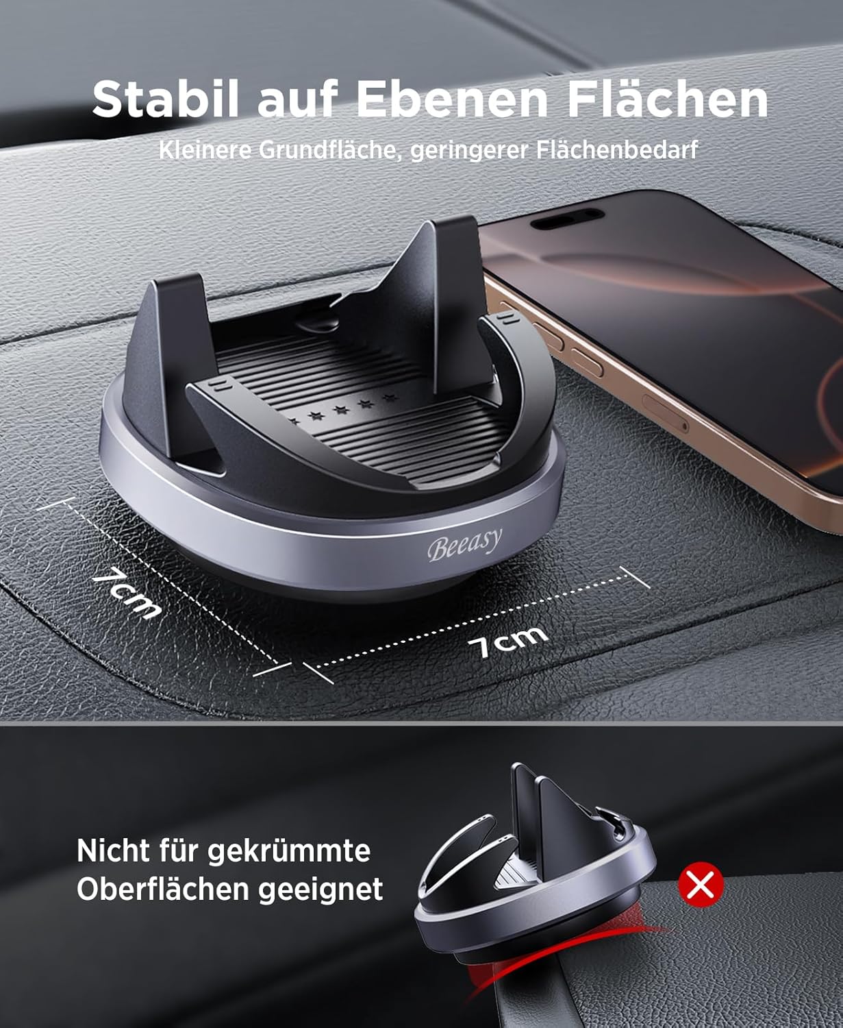 Thumbnail 4 de Beeasy Handyhalterung fürs Auto: Silikon-Halter mit 360°-Drehung für Smartphones (Armaturenbrett)