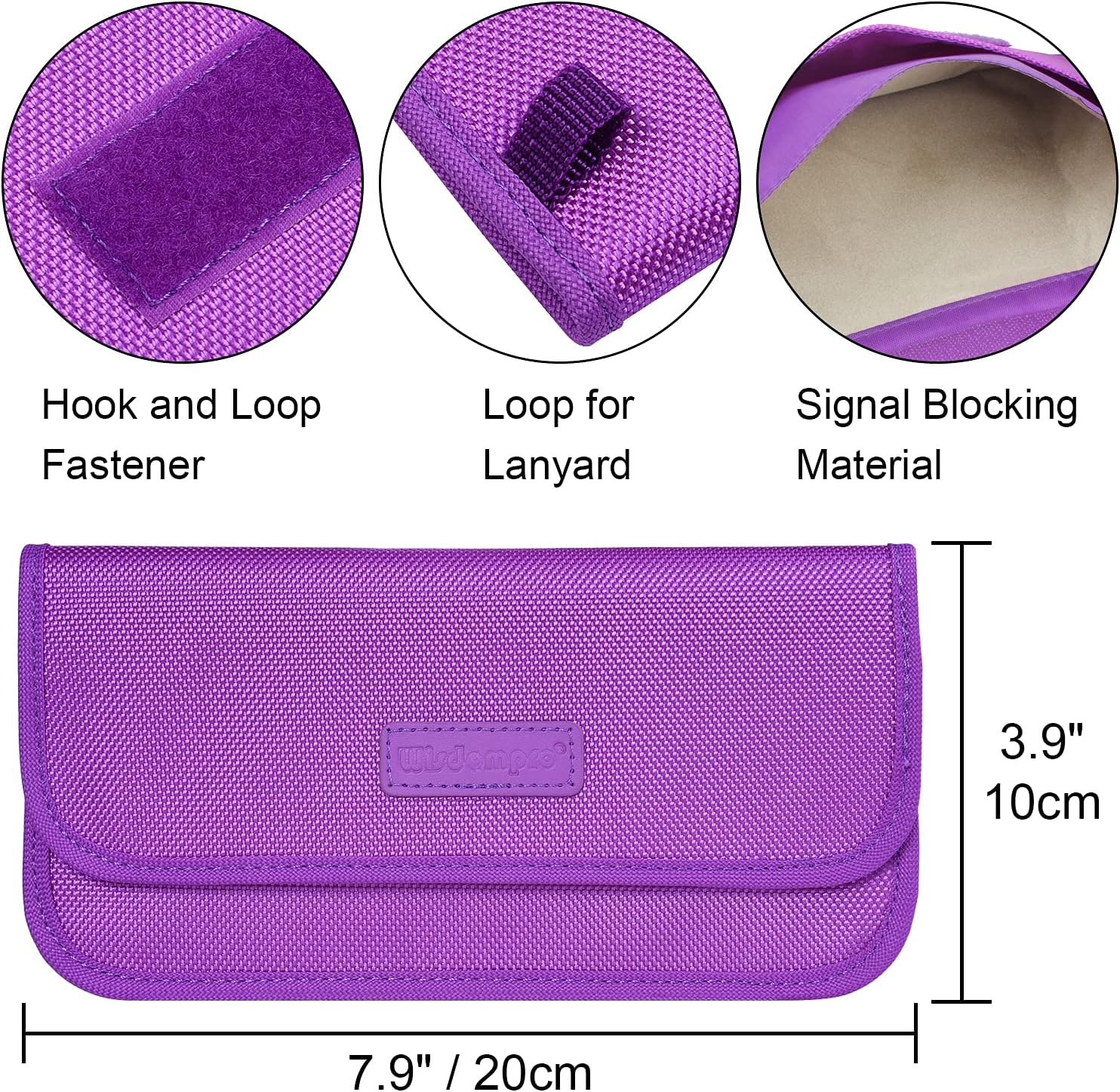 Detalle de wisdompro RFID Signal Blocking Bag (Faraday pouch) for cell phones and car keys, purple