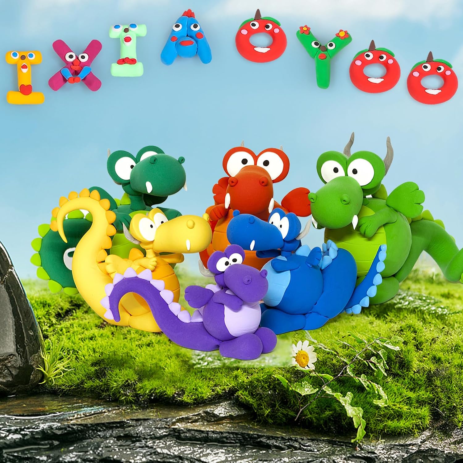 Detalle de Ixiaoyoo 158-Colour Air Dry Clay Kit for Kids (158 pieces) with Sculpting Tools