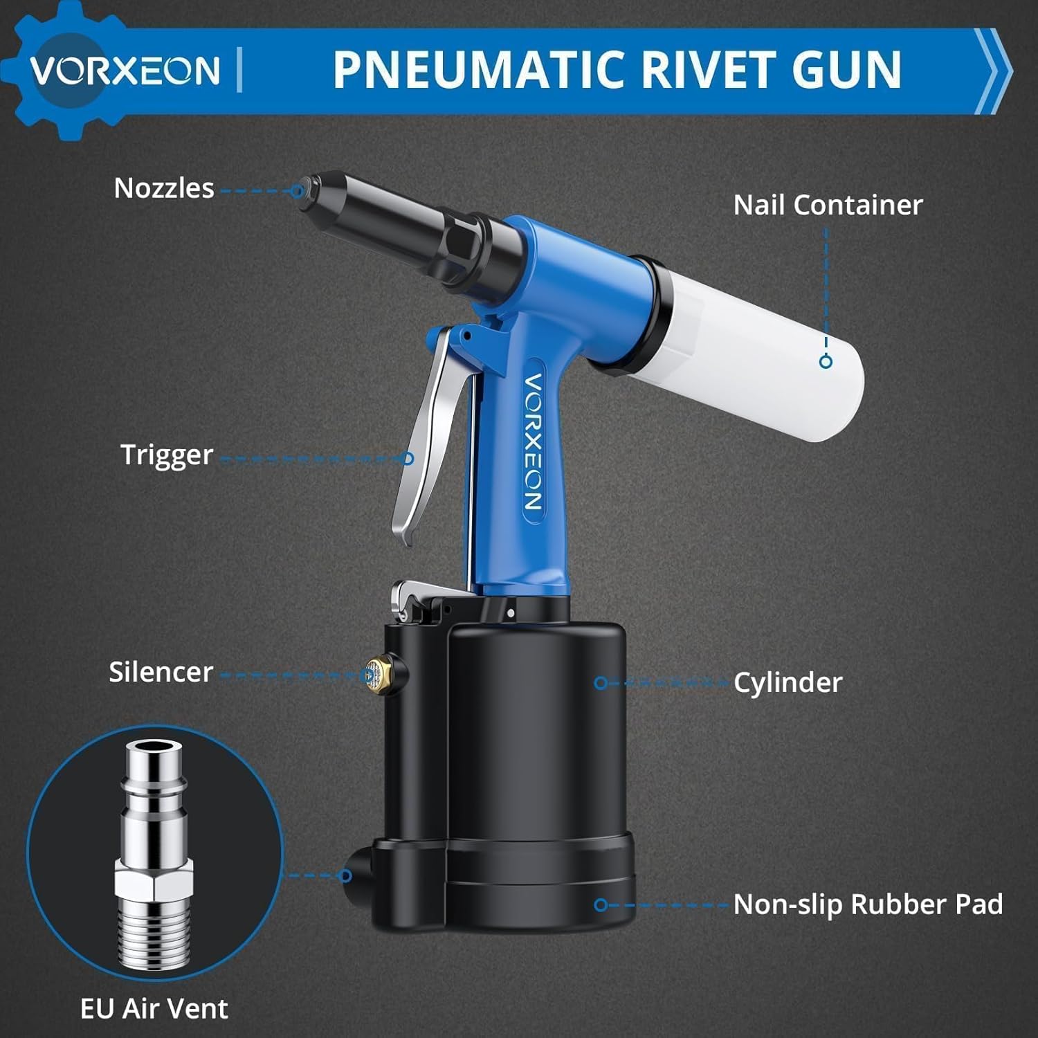 Thumbnail 2 de VORXEON pneumatic rivet gun set 1408KGF