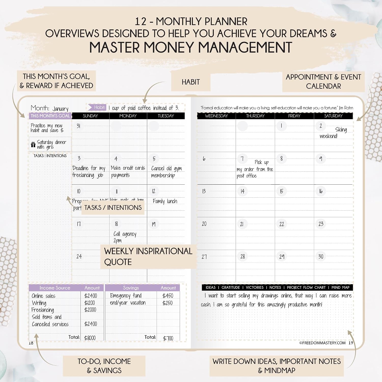 Thumbnail 4 de Budget Planner and Monthly Bill Organizer 12-Month ๐