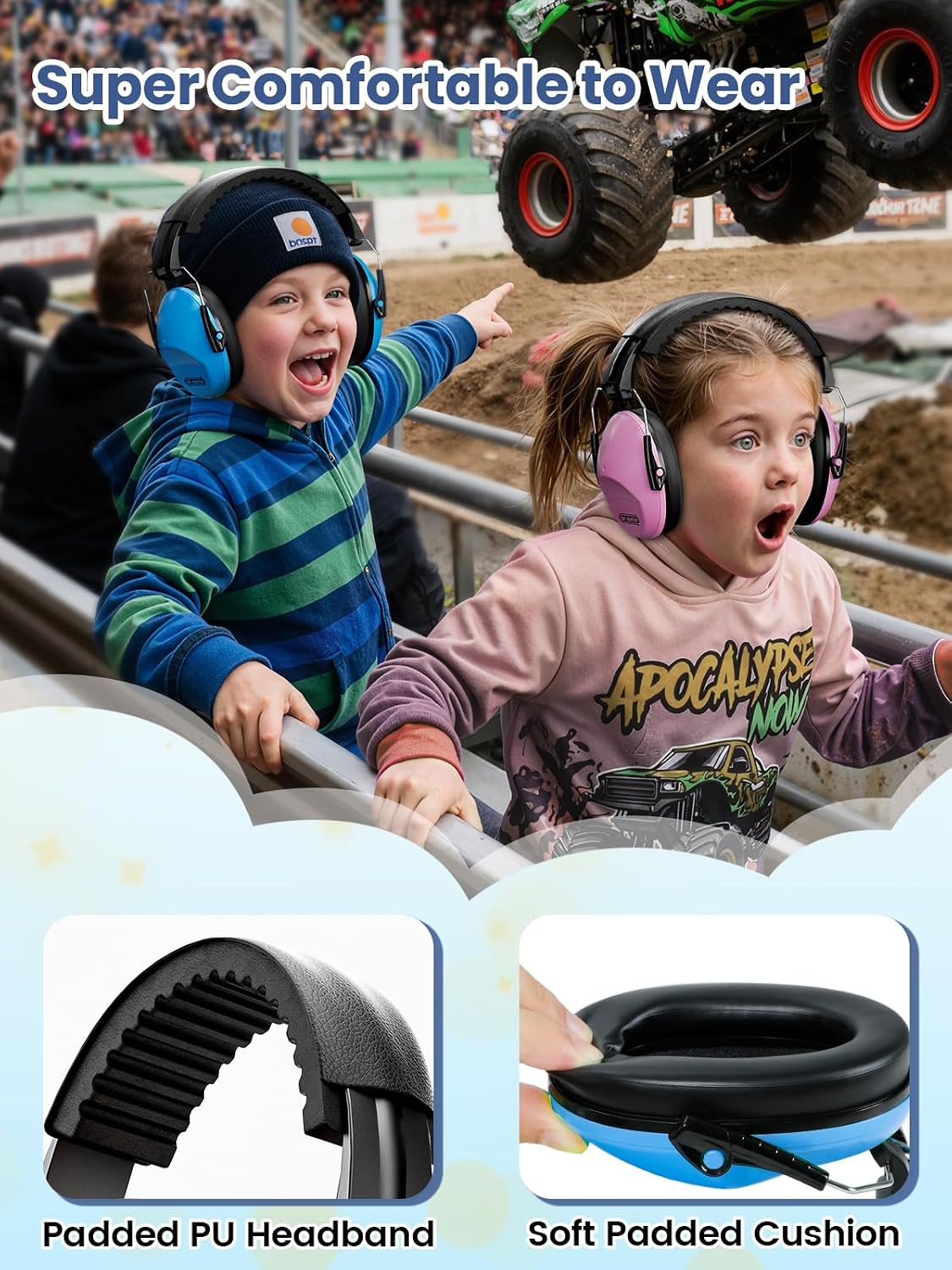 Detalle de Dr.meter Kids Ear Defenders (SNR 27.4dB) – Noise Cancelling Hearing Protection for Autism Sensory + Fireworks/Monster Trucks, Adjustable Headband