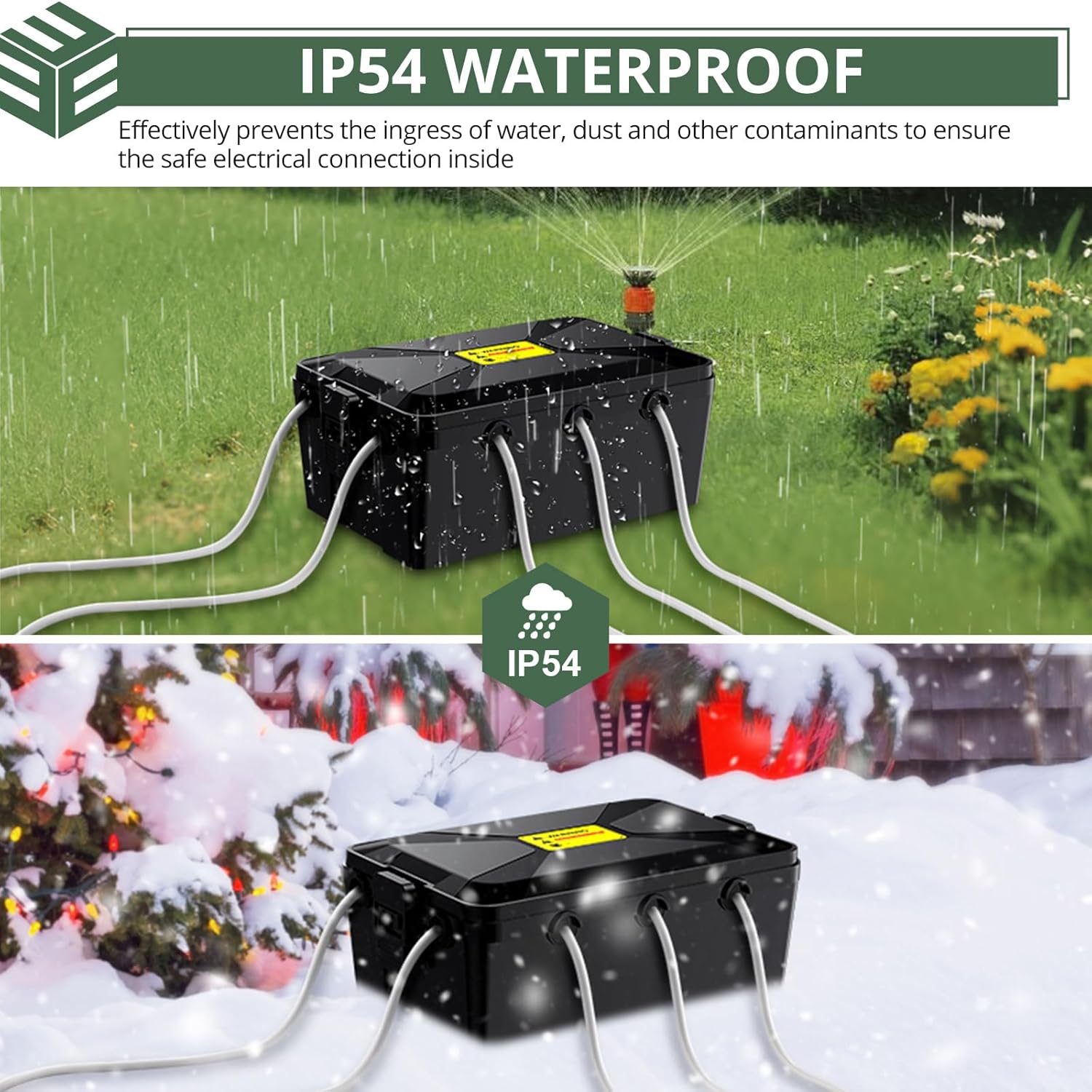 Thumbnail 4 de EYPINS Large Electrical Box (13.18” x 8.85” x 5.7”) – IP54 weatherproof junction box with 7 cable entries