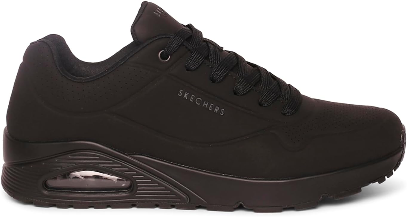 Detalle de Skechers Herren Uno Stand On Air Turnschuhe – Schwarz Durabuck/Trim, Größe 43 EU