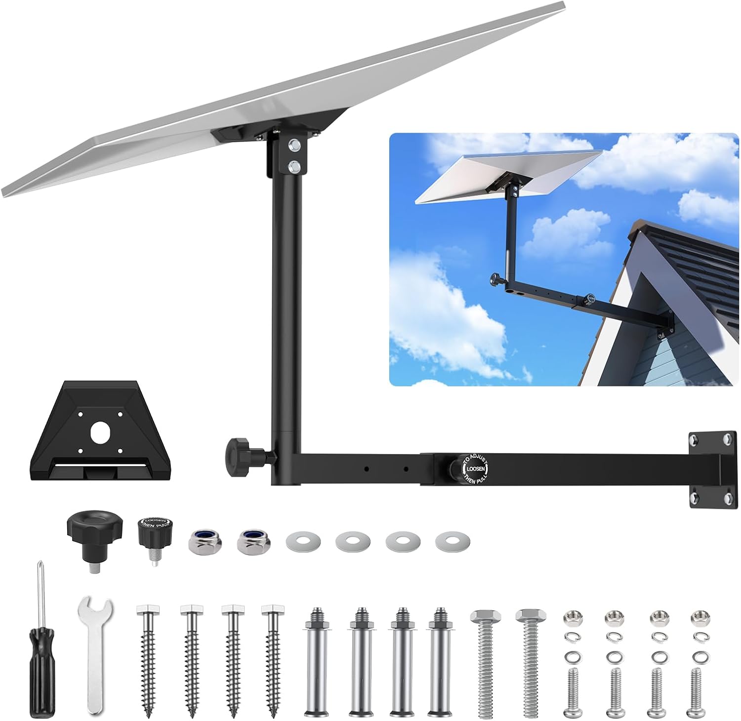 IMAYCC Starlink Wandhalterung (ausdehnbar) mit 360°-Drehung und Starlink Gen 3 Rohradapter