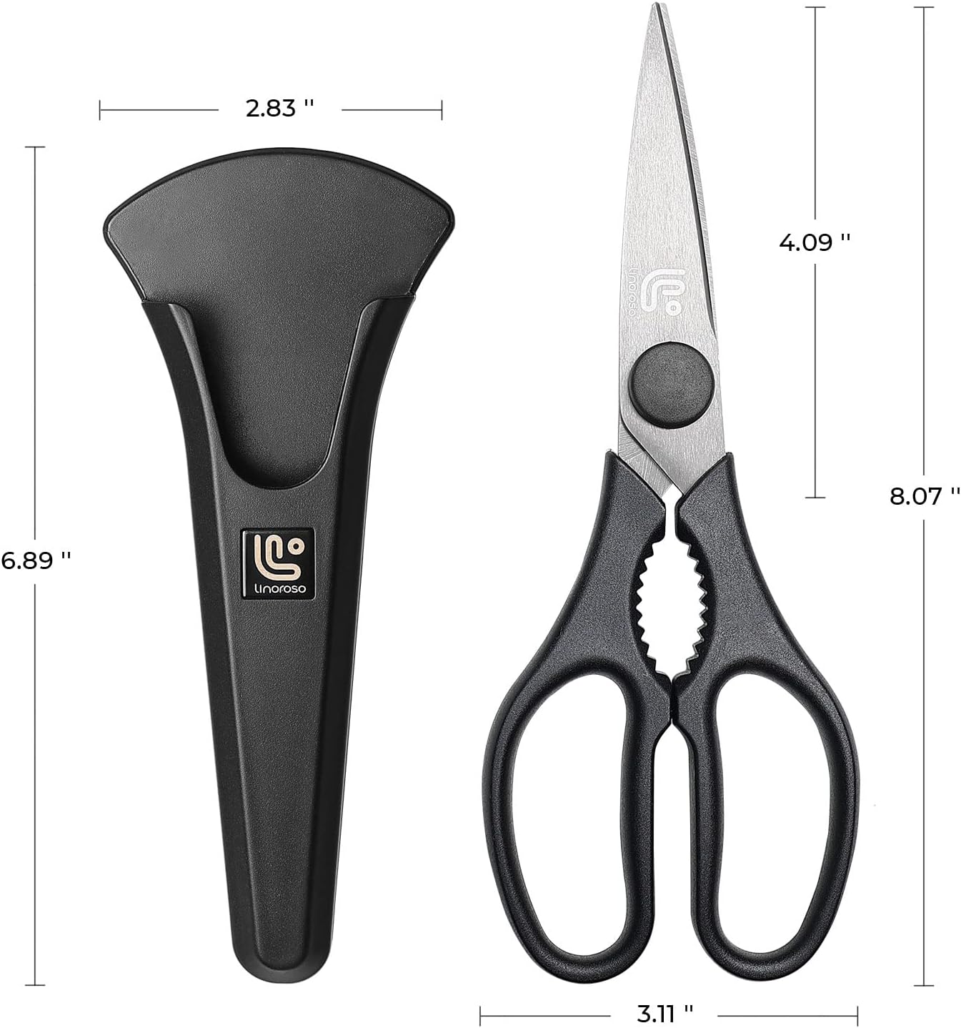 Thumbnail 5 de linoroso Linoroso Kitchen Scissor Heavy Duty Ultra Sharp with Magnetic Holder