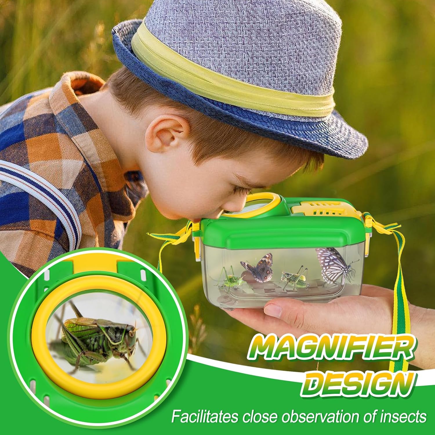 Detalle 2 de 2Sets Bug Catcher for Kids (Ages 3-8) Outdoor Explorer Kit with Collector Butterfly Net, Tweezer & Insect Clip