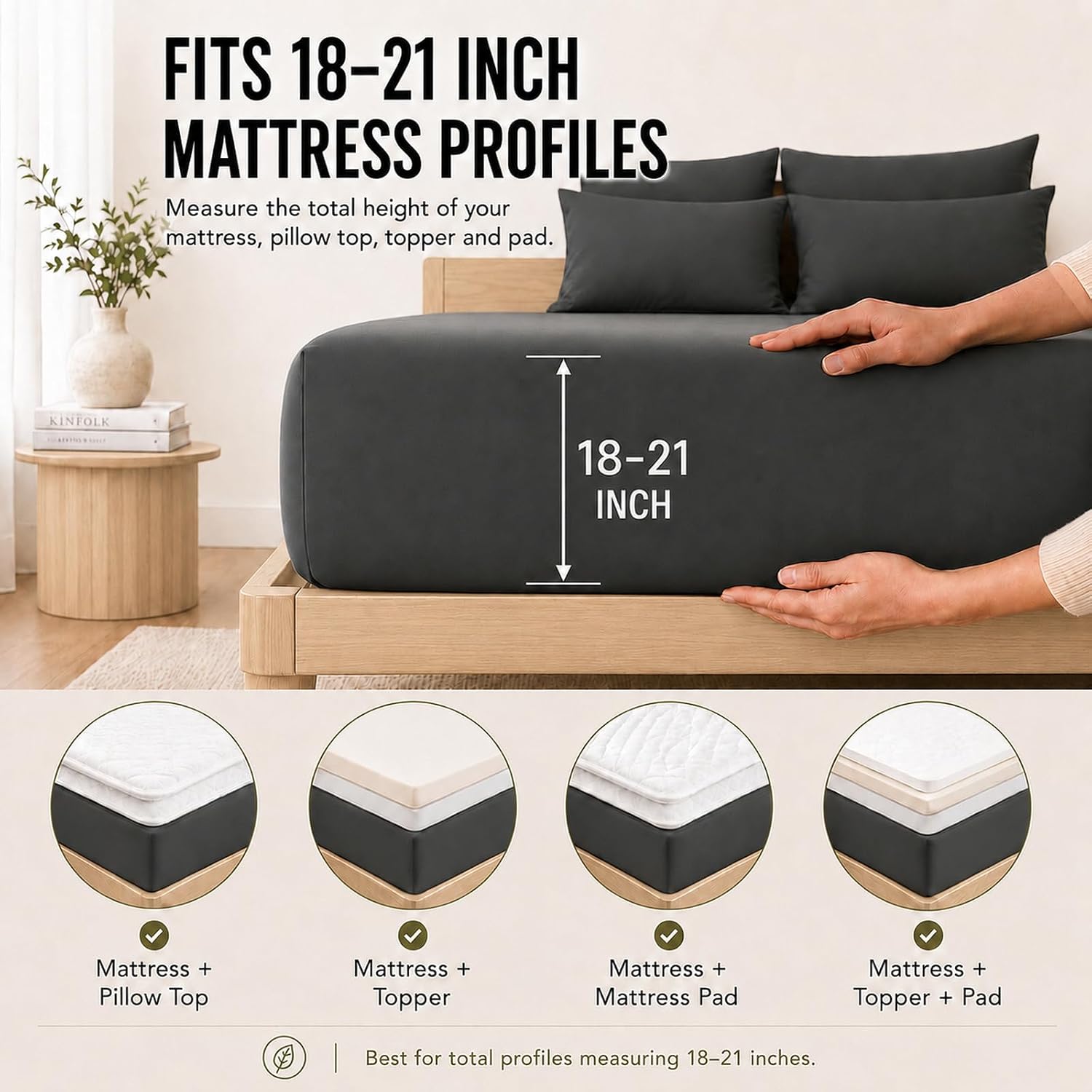 Detalle 2 de CozyLux King Sheet Set, 21-Inch Deep Pocket