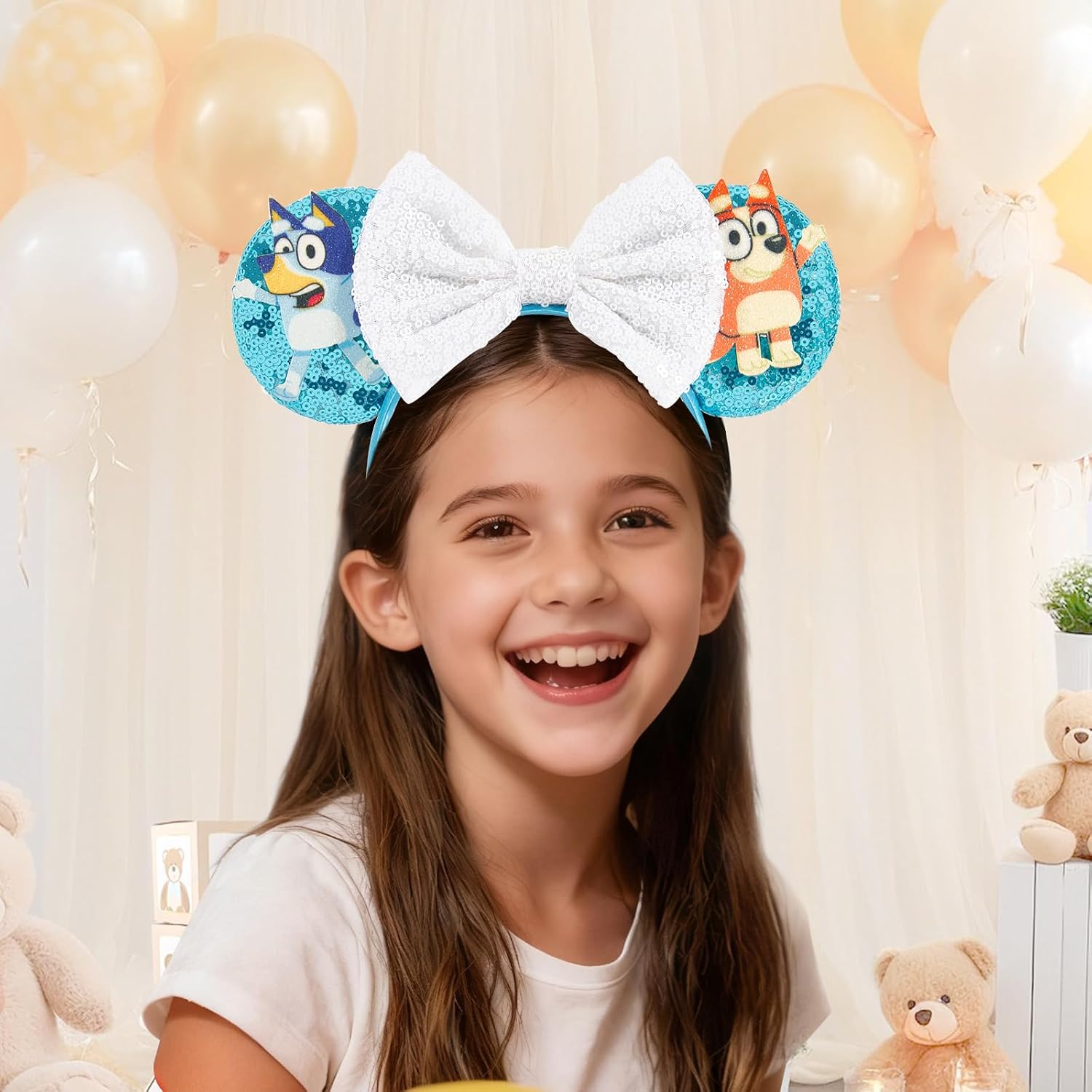 Detalle de YUNISS Sparkly Mouse Ear Headband for Cosplay, Parties, and Dress-Up