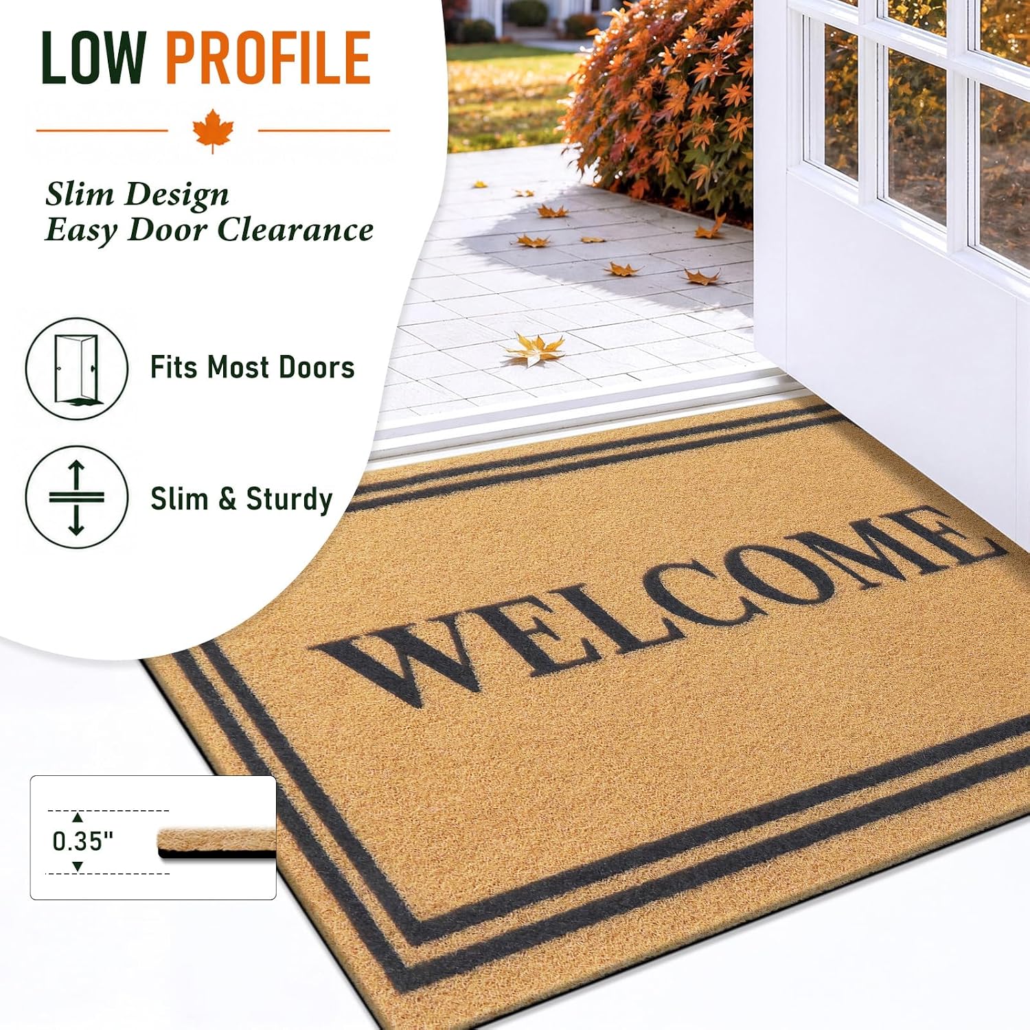 Thumbnail 4 de OLANLY 47x32 Front Door Mat, Low-Profile Polyester Welcome Mat with PVC Backing