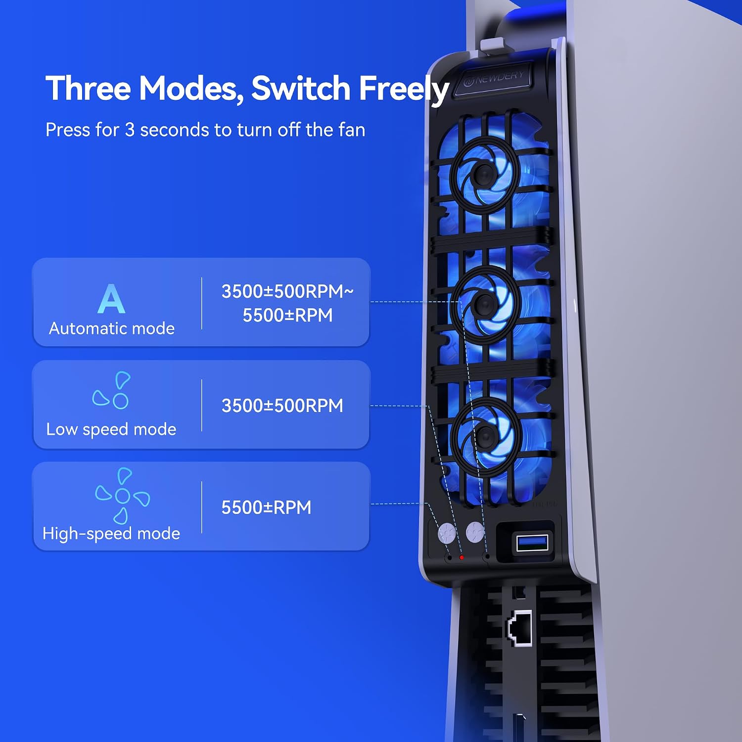 Thumbnail 3 de NEWDERY Cooling Fan for PS5 Adjustable Speed