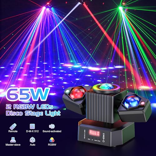 Detalle de FODEXAZY 65W Cabeza Móvil Led Moving Head con Control Remoto y DMX512 (RGBW 4 en 1) para Fiesta y Escenario