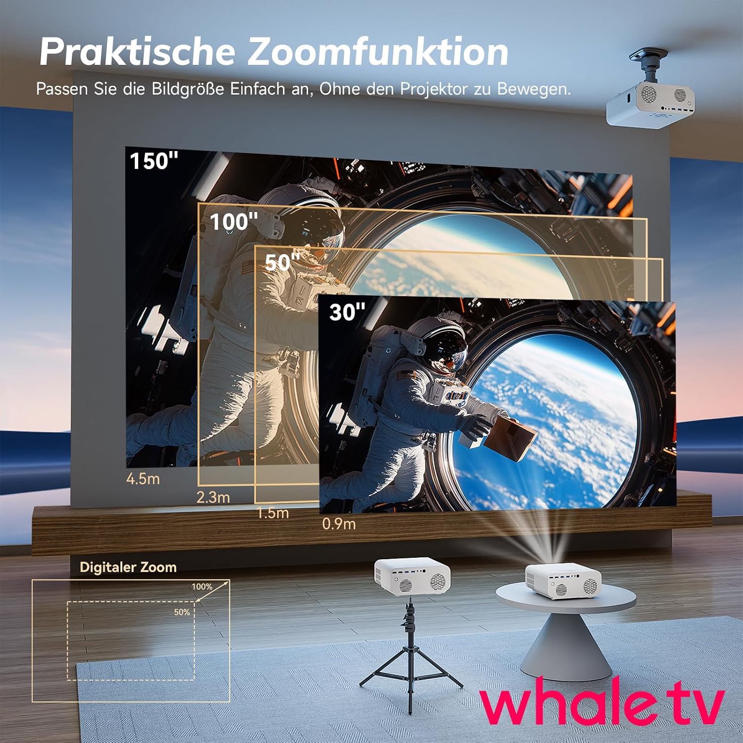 Thumbnail 5 de Beamer 4K mit offizieller App – Autofokus, 6D Trapezkorrektur und 1300 ANSI Lumen für Heimkino