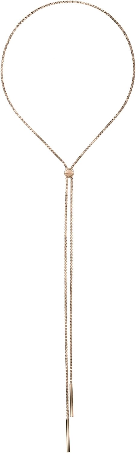 Detalle de LIEBESKIND BERLIN Damen Schmuck – Verstellbare Y-Halskette aus rosévergoldetem Edelstahl mit passenden Ohrringen